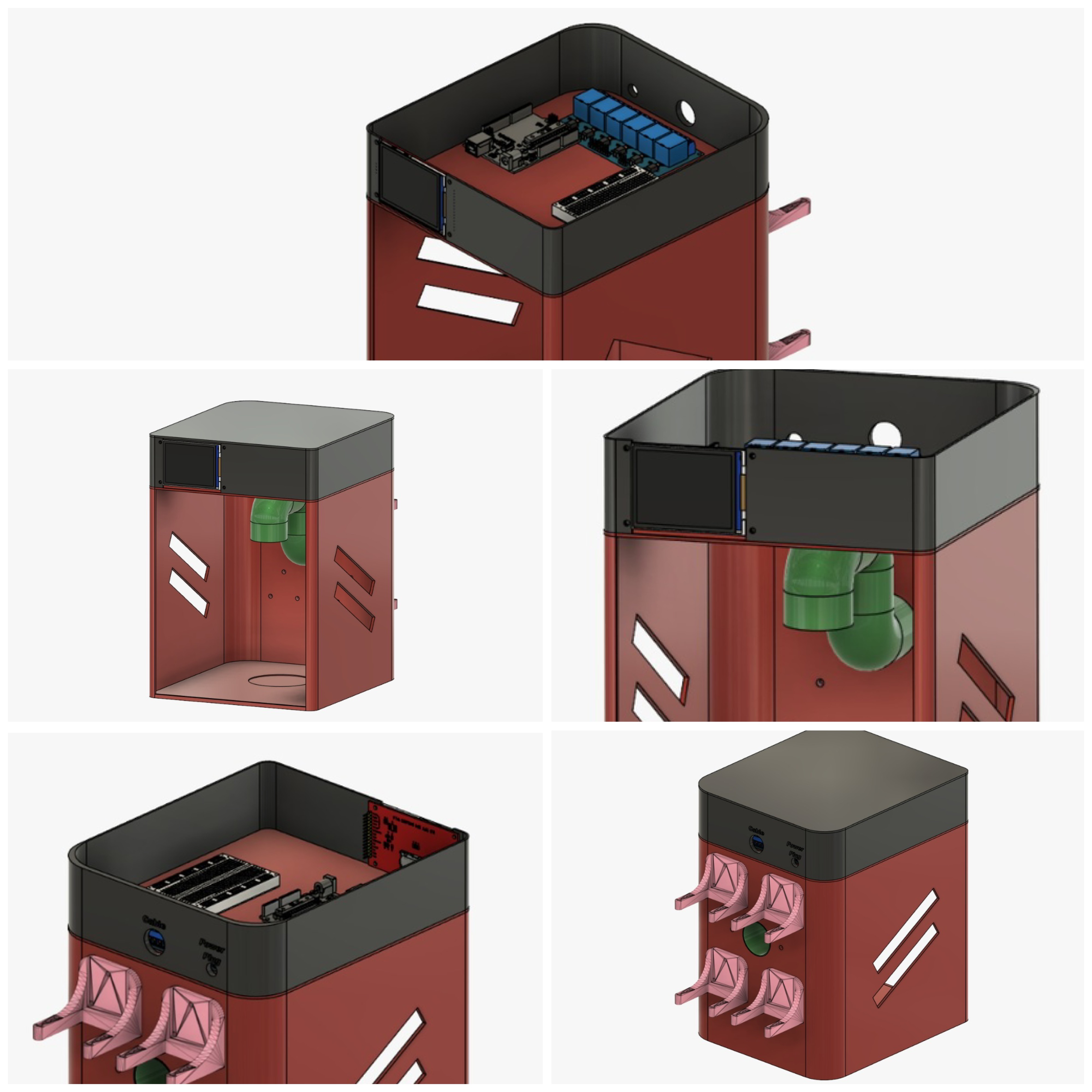 3D design renders showing different views